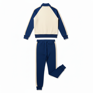 Men's Color Block Zip Up <b>Tracksuit</b> Set Knitted Jogger Outfit Winter Training Activewear - Product Image 4