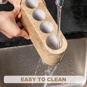 Holder for Bathrooms, 4-Slots <b>Marble</b> Toothbrush and Toothpaste Holder <b>Stand</b> Bathroom Organizer Countertop for Toothbrush - Product Image 4