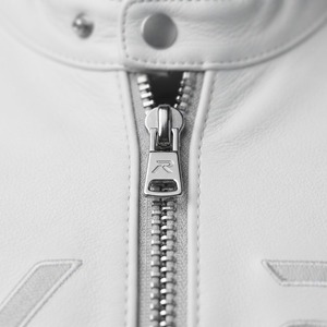 Veste de moto en cuir gris bleu pour homme RELEVO, col zippé, style motard, vêtement d'automne - Product Image 6
