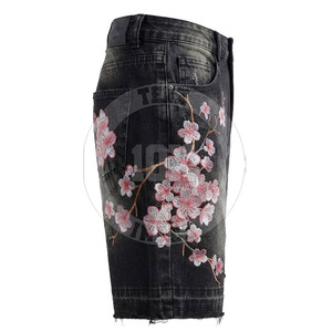 Shorts en jean brodés personnalisés effet usé – Vente en gros directe usine – Fabricant de shorts brodés usés - Product Image 4
