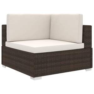 Divano Angolare in Polyrattan Marrone con Cuscini per Esterni - Product Image 1