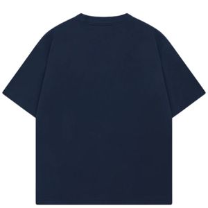 Men Oversized Navy Blue T Shirt Short Sleeve Crew Neck Cotton Casual Streetwear Top <b>Small</b> <b>Chest</b> Logo Summer Tee - Product Image 1