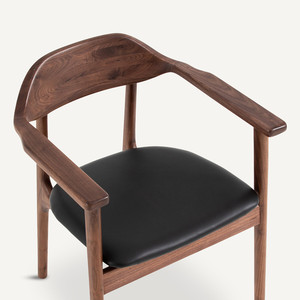 Fauteuil en noyer de style classique moderne, durable, avec dossier en bois massif, meubles de salle à manger - Product Image 5