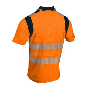 เสื้อโปโลนิรภัยสำหรับงานอุตสาหกรรม ANSI Class 2 กันน้ำ สะท้อนแสงมองเห็นได้ชัดเจน คอปกโปโลแบบคลาสสิก  รับสกรีนโลโก้สำหรับไซต์งาน - Product Image 2