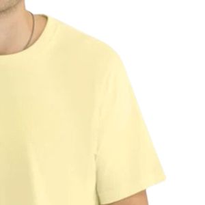 T-shirt Homme Jaune Clair Uni Col Rond Manches Courtes Coton Doux Décontracté Coupe Ample Respirant Été Streetwear Personnalisable - Product Image 5