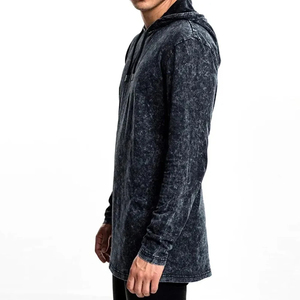 Sudadera con capucha para hombre SINEWY SPORTS, lavado ácido, con cremallera, corte holgado, logo bordado, bolsillo canguro, informal, transpirable, 100% algodón - Product Image 4