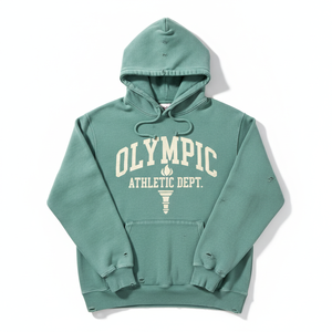 Sweat-shirt à capuche vert surdimensionné en coton pour homme, couleur unie, en molleton bouclette, avec poche, idéal pour l'automne - Product Image 6