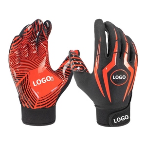 Gants de sport d'extérieur à doigts entiers en PU, rouge et noir, imprimés par sublimation, antidérapants, unisexes, toutes saisons, fermeture à enfiler - Product Image 1