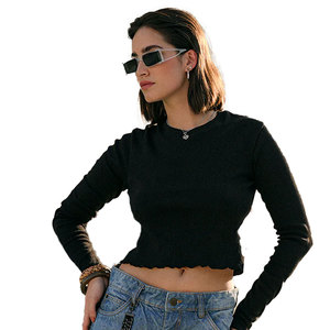 Top Corto para Mujer, Diseño Elegante con Volantes, Material Transpirable y Altamente Elástico, Prenda Esencial para el Guardarropa, Uso Diario - Product Image 5