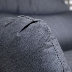 Sedia a dondolo doppia in vimini per 2 persone con supporto e cuscino blu polvere (Nero e Blu Polvere) per uso esterno - Product Image 4