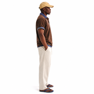 Polo en piqué de coton marron à manches courtes pour homme, coupe classique, couleur unie, design décontracté, collection 2026 - Product Image 3