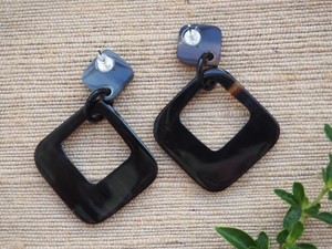 Boucles d'oreilles en corne de buffle écologiques, artisanat naturel, taille personnalisée, design moderne, 100% qualité supérieure par HF crafts - Product Image 2