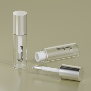 Wholesale 20ML Lip Gloss <b>Tube</b> Big Brush Transparent Round PETG <b>Plastic</b> Empty Bottle Matched with Zinc Alloy Brush Head Premium - Product Image 3