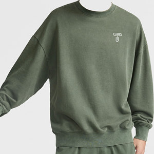 Sudadera de lana de 500gsm de peso pesado de calidad superior Unisex cálido cuello redondo algodón mezclado estilo de invierno estampado liso teñido - Product Image 4