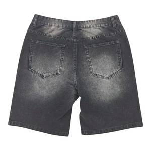 Shorts Bermuda en jean noir délavé pour homme, taille mi-haute, fermeture boutonnée, style décontracté, tissé respirant, motif uni, poches, lavage en machine - Product Image 2