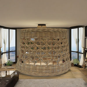 Pantallas de Lámparas Decorativas Redondas Marrones Ecológicas, Decoración de Iluminación Sostenible para Restaurantes, Hoteles y Áreas Recreativas - Product Image 5