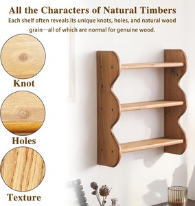 Premium Farmhouse Style 3-Tier Solid Wood Hanging Floating Shelf for Indoor Living <strong>Space</strong> <strong>Decor</strong> &amp; Sundries Organizer - Product Image 6