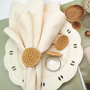Handmade Rattan Napkin Ring <b>Set</b> <b>Rustic</b> Woven Boho Style <b>Table</b> Decor Natural Straw Napkin Holder for <b>Dining</b> Party Wedding - Product Image 4