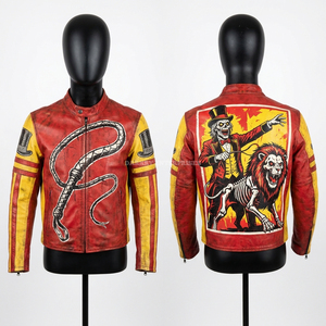 Chaqueta de cuero estilo motero color canela con gráfico de libro vintage y estampado de gafas, estilo Zombie Librarian, para ropa urbana y motociclistas, atuendo de intelectual. - Product Image 5