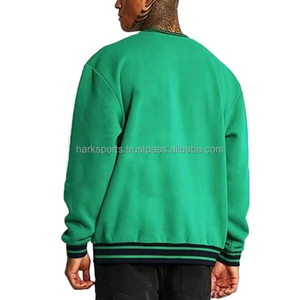 เสื้อสเวตเชิ้ตคอกลมผู้ชาย ผ้าคอตตอน/โพลีเอสเตอร์ถักลายทาง  ขอบยางยืดที่ชายเสื้อและปลายแขน ทรงหลวม สไตล์ล่าสุด แฟชั่นเสื้อผ้าผู้ชาย - Product Image 4