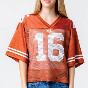 Camiseta Deportiva Corta de Fútbol Americano para Mujer, Moderna, de Malla Transpirable, Cuello en V, Manga Corta, Personalizable, Servicios OEM al por Mayor - Product Image 4