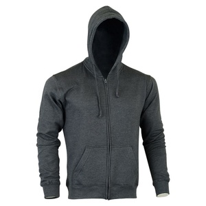 Sweat-shirt à capuche zippé gris pour homme, coupe classique, couleur unie, vêtement décontracté pour l'automne, tissu en molleton français - Product Image 3