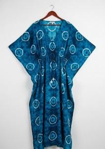 Caftán Tie Dye para Mujer, Maxi, Ecológico, 100% Algodón, Corte Holgado, Estilo Simple, Casual, Veraniego, Boho, para Vacaciones - Product Image 3