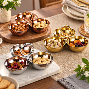Gold Stainless Steel <b>Snack</b> <b>Bowl</b> Polished Food Grade Serving <b>Bowl</b> Dishwasher Safe Party Tableware - Product Image 1