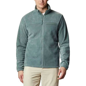 Veste polaire pour homme à col montant avec fermeture éclair intégrale, couleur unie, logo sur le devant, qualité supérieure, veste d'hiver pour homme à prix avantageux - Product Image 1