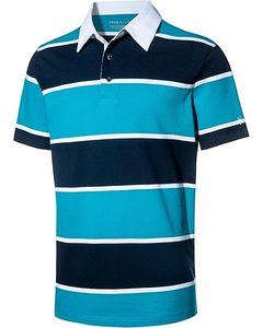 Men's <b>Yellow</b> Navy Striped Short Sleeve <b>Polo</b> <b>Shirt</b> Color Blocked Cotton Top Adult Casual Wear - Product Image 3