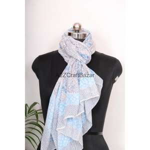 Floral Cotton Hand Block Printed Sarong Pareo Bikini Cover Up Beach <b>Wrap</b> Scarf Lightweight Women Resort Wear - Product Image 4