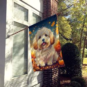 Coton De Tulear otoño casa bandera gran porche manga poste decorativo patio Banner pared colgante poliéster ilustraciones - Product Image 2