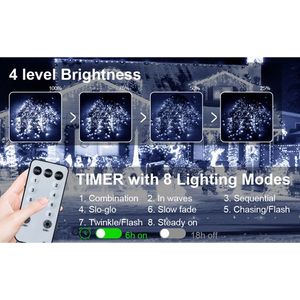 105ft luci di natale impermeabili all'aperto 1000 LED 8 modalità tenda fata Plug-in funzione di memoria Timer per festa di nozze - Product Image 3