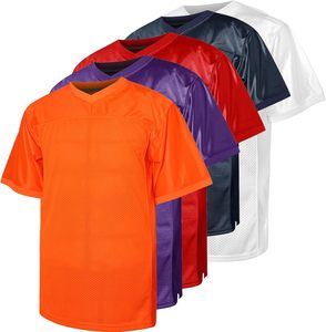 Unisex Polyester V-Neck Short Sleeve <b>Mesh</b> Jersey Breathable Adult Sports Shirt Orange Red <b>Purple</b> Navy White - Product Image 1