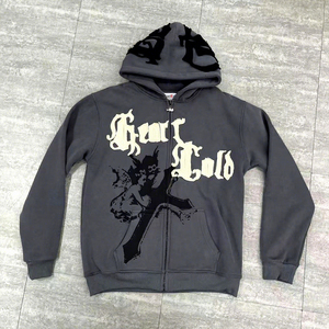 เสื้อฮู้ดดี้ผ้าคอตตอนหวี 100% หนานุ่ม สั่งทำ OEM สำหรับผู้ชาย แฟชั่นสตรีทแวร์ พิมพ์ลาย DTG พร้อมงานปัก - Product Image 1