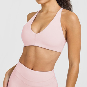 Soutien-gorge de sport push-up à maintien élevé pour filles, bretelles croisées, décolleté en U, dos nu à lacets, débardeur de fitness sans couture pour l'entraînement - Product Image 2