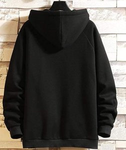 Sweat-shirt à capuche oversize pour homme, couleur unie, en coton tricoté, pull décontracté, vêtement d'automne, avec poche, coupe classique - Product Image 6