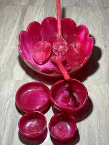Juego de Tazones de Resina con Forma de Flor Rosa, con Tazones y Cucharas a Juego, Tazón de Resina Personalizado, Tazón de Resina al por Mayor - Product Image 1