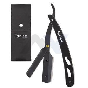 Navaja de Afeitar Recta Personalizada con Logotipo para Hombre, Navajas para Barbero, Navaja de Afeitar Recta con Bloqueo Giratorio, Estuche de Cuero Personalizado - Product Image 1