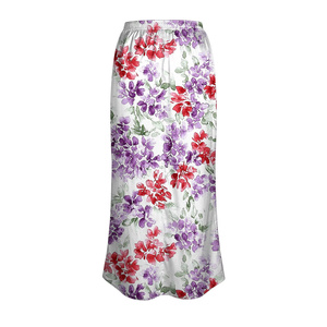 Jupe longue en satin à taille haute pour femme, imprimé floral, taille élastique, décontractée, toutes saisons, élégante, vente en gros, vêtements du Bangladesh - Product Image 6