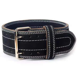 Leather <b>Weight</b> <b>Lifting</b> Belt Adjustable Waist Support Buckle Closure Unisex Strength Training Fitness <b>Equipment</b> - Product Image 3