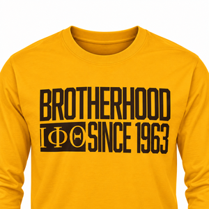Iota Phi Theta Gold Men’s <b>Long</b> Sleeve T-Shirt Brotherhood Since 1963 Greek Letter Crew Neck Fraternity Casual Cotton Campus - Product Image 5