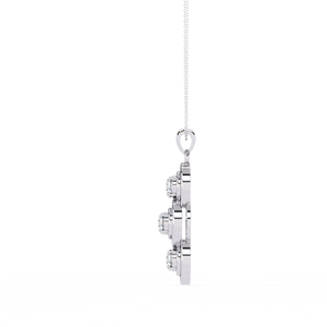 Collier pendentif en or blanc 14 carats pour femme avec triple pierre ronde en moissanite, bijou idéal pour cadeau ou soirée - Product Image 2