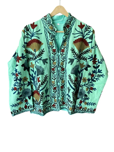 Veste courte en coton TNT Suzani pour femmes, vêtements ethniques brodés, vêtements d'extérieur courts - Product Image 4