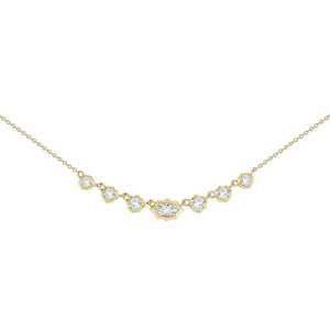 14K 18K <b>Solid</b> Gold Mixed Shape Inline Classic <b>Necklace</b> For Women's Lab Grown Diamond Pendant Spiky Prong 10k Custom Wholesale - Product Image 1
