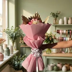 Rollo de Papel de Regalo Floral Rosa Impermeable, Papel de Artesanía para Floristería de Doble Cara, Embalaje para Ramos de Flores Artificiales - Product Image 2