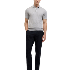 Polo en coton gris pour homme, tricoté, manches courtes, couleur unie, coupe classique, respirant, col classique - Product Image 3