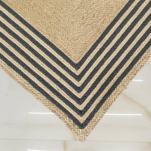 Tapis en jute tissé à la main à rayures noires, style bohème campagnard, tapis en fibres naturelles, décoration de sol chic et rustique - Product Image 4
