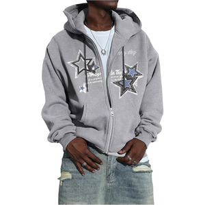 Sweat-shirts à capuche zippés pour hommes avec motif étoile, manches longues, style Y2K, vêtements tendance - Product Image 1