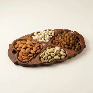 Bandeja de Madera para Frutos Secos, Bandeja de Servir de Madera Hecha a Mano, Vajilla Rústica Decorativa para Frutos Secos, Cocina, Comedor, Hogar, Restaurante - Product Image 1